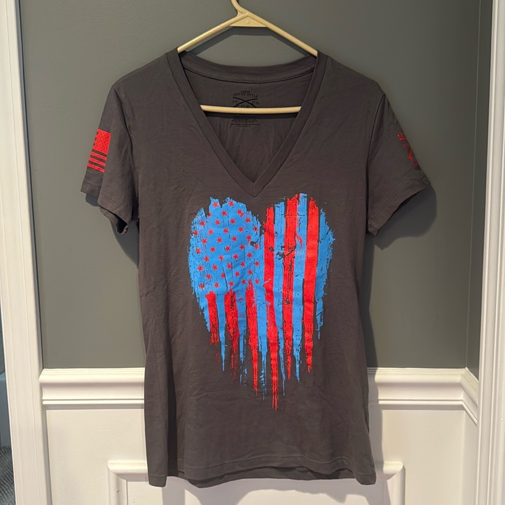 Grunt Styke heart American flag tshirt